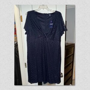 Chaps Navy Lace Dress